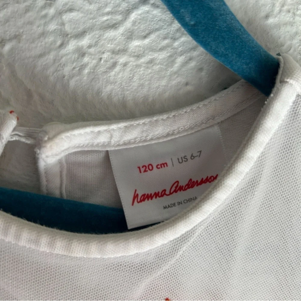 Hanna Andersson White Celestial Star & Moon Tulle Dress Girls 6-7